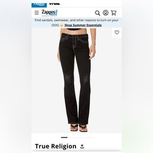 NWT True Religion Becca Mid-Rise Bootcut in Rinse Black